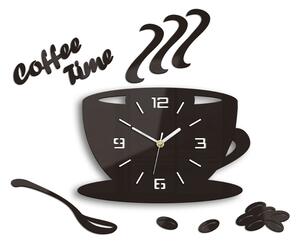 Moderní nástěnné hodiny COFFE TIME 3D WENGE (nalepovací hodiny na stěnu)
