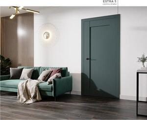 Interiérové dveře DRE ESTRA 5 - tmavě olivová mat, levé "70", zámek pro WC