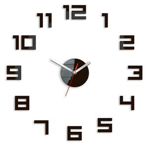 Moderní nástěnné hodiny DIGIT WENGE (nalepovací hodiny na stěnu)