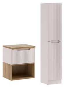 Comad Koupelnová sestava Nova Cashmere I s deskou, regálem a skříňkami 50 cm kašmírová/dub coast evoke