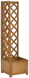 Zahradní truhlík Outsunny s dřevěným trelisem - Obdélníkový truhlík pro popínavé rostliny, plodiny a květiny, venkovní dekorace, roh 40x40x145 cm Přír