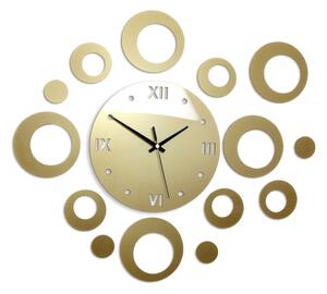 Moderní nástěnné hodiny RINGS GOLD (nalepovací hodiny na stěnu)