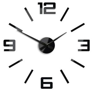 Moderní nástěnné hodiny SILVER XL BLACK (nalepovací hodiny na stěnu)