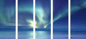 5-dílný obraz polární záře nad oceánem