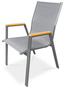 Autronic Zahradní židle, kov, textil, šedá, AZC-S1050 GREY