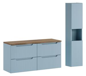 Comad Koupelnová sestava Nova Denim s deskou a skříňkami 120 cm modrá/dub casella