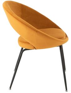 Okrově žlutá sametová jídelní židle J-line Dyra