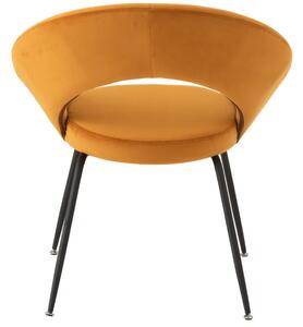 Okrově žlutá sametová jídelní židle J-line Dyra