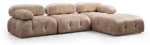 Hanah Home Rohová modulární sedací souprava Bubble 288 cm s taburetem samet krémová
