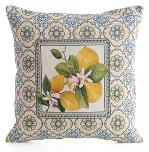 GOBELÍNOVÝ DEKORAČNÍ POVLAK NA POLŠTÁŘ LEMON1 45X45 CM VZOROVANÁ