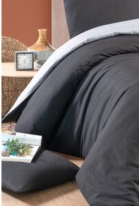 Černo-šedé bavlněné povlečení na jednolůžko/prodloužené s prostěradlem 160x220 cm – Mila Home