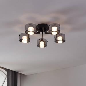 EGLO LED stropní svítidlo Copillos, černé Ø 66 cm sklo/kov 5 ramen, stmívatelný, Černá, Obývací pokoj / jídelna, Sklo, Moderní, Stropní svítidlo
