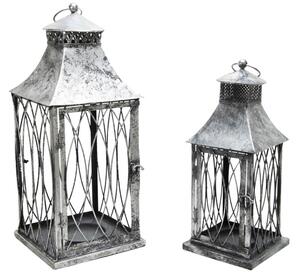 Lucerny kovové šedé sada 2 ks 50 a 40 cm 23LC04185