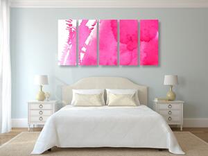 5-dílný obraz růžový akvarel