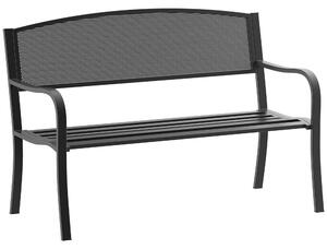 Outsunny 2-místná zahradní lavička s ocelovým síťovým opěradlem, nosnost 240 kg, pro terasu, balkon 127x60x87 cm černá | Aosom
