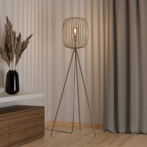 EGLO Stojací lampa Romazzina, béžová, výška 141 cm, kov, E27, Krémová / jantar, Obývací pokoj / jídelna, kov, Moderní, Lampa trojnožka