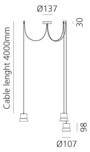 Artemide 0232510A GIO.light cluster, bílé designové svítidlo pavouk, 3x7,6W LED 3000K, prům. 10,7cm