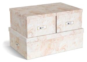 Béžové kartonové úložné boxy v sadě 3 ks s víkem/dekorativní 31x47x15,5 cm Inge Paper Laminate – Bigso
