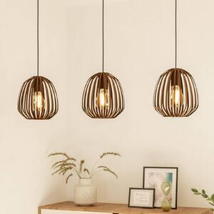 EGLO Závěsné světlo Espinal, bronz broušený, délka 90 cm, 3 žárovky., stmívatelný, Bronz / starožitná mosaz, Obývací pokoj / jídelna, kov, Moderní