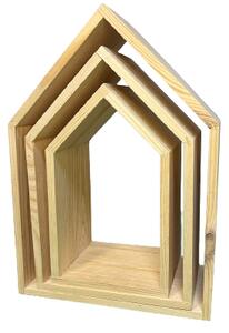 Dřevěné poličky domeček 3v1 otevřený