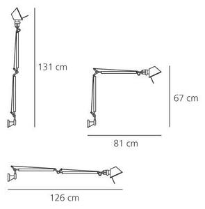 Artemide 45TOL Tolomeo Parette, hliníková nástěnná lampa s vypínačem, 1x10W LED E27, 81+67cm
