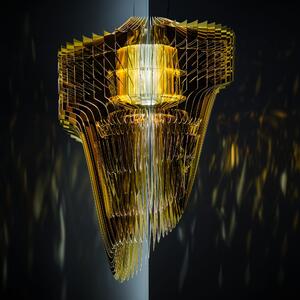 Slamp Aria M gold, závěsný světelný objekt od Zaha Hadid, 3x E27 + 7W LED, délka 90cm