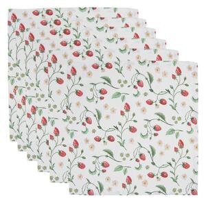 Set 6 bavlněných ubrousků s motivem lesních jahod Wild Strawberries – 40x40 cm