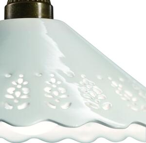 Il Fanale 065.17.OC Fior di Pizzo, nástěnné svítidlo v rustikálním stylu z antické mosazi a keramiky, 1x15W LED E27, výška 15,5cm