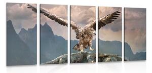 5-dílný obraz orel s roztaženými křídly nad horami