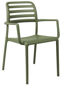 Nardi Zelená plastová zahradní židle Costa s područkami