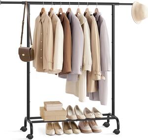 SONGMICS Pojízdný stojan na oblečení Merino 83-120 cm černý