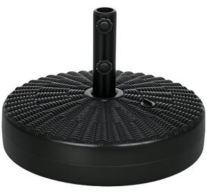 Podstavec pro slunečník Outsunny kulatý pro tyče Ø38/48 mm plnitelný 22 kg vody a 29 kg písku s ratanovým designem Ø51x36 cm Černý | Aosom