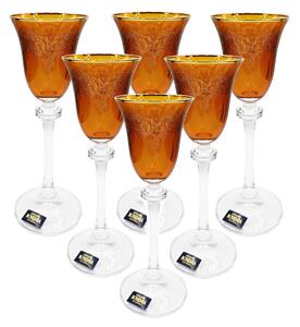 Bohemia Crystal sklenice Alexandra oranžové s ornamenty 60 ml