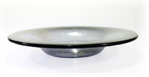 BDK-GLASS Kulatý šedý talíř se zlatými kapkami Průměr: 26cm