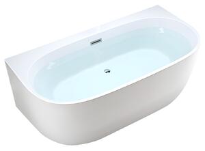 BPS-koupelny Volně stojící akrylátová vana ke stěně NORA 526B 150x80 bílá, odtokový komplet chrom