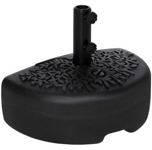 Stojan na slunečník Outsunny pro stěnu Ø38/48 mm polokruhový plnitelný se 21 kg vody nebo 18 kg písku pro zahradu, terasu, venkovní použití, 50x31x38