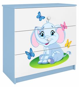 KOCOT KIDS Komoda - BABYDREAMS, matná bílá/modrá, různé motivy na výběr Motiv: slon