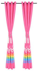 Dětské zatemňovací závěsy s potiskem, 2 ks, 140x240 cm, růžová