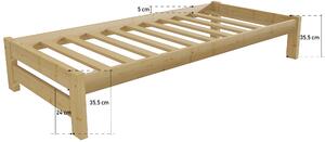 Jednolůžková postel VMK014B (Barva dřeva: bezbarvý lak, Rozměr: 100 x 200 cm)