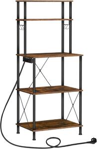 Kuchyňský regál Vasagle Filo 60 cm s vestavěnými zásuvkami černý/hnědý