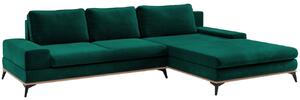 Lahvově zelená sametová rozkládací rohová pohovka Windsor & Co Astre 315 cm, pravá