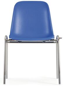 Plastová jídelní židle ELENA, modrá, chromované nohy