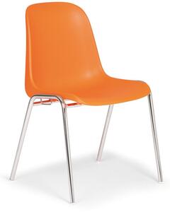 Plastová jídelní židle ELENA, oranžová, chromované nohy