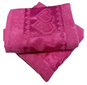 Žakárový froté ručník růžový srdíčko 50x90cm TiaHome
