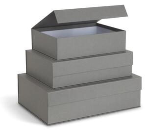 Šedé kartonové úložné boxy v sadě 3 ks s víkem/dekorativní 42,5x29,5x13 cm Kian Paper Laminate – Bigso