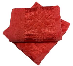 Žakárový froté ručník červený hviezdička 50x90cm TiaHome