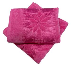 Žakárový froté ručník růžový hvězdička 50x90cm TiaHome