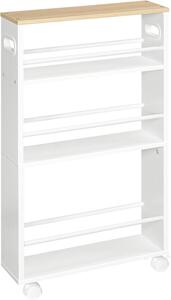 Úzký pojízdný kuchyňský regál Vasagle Tonari 45 cm bílý/hnědý