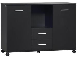 Vinsetto Multifunkční kancelářská skříň s kolečky 360°, pro tiskárny a dokumenty, v černém dřevu 100x40x71cm | Aosom