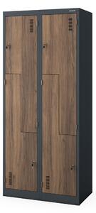 Kovová skříň JULIA, 800 x 1850 x 450 mm, Eco Design: antracitová/ ořech